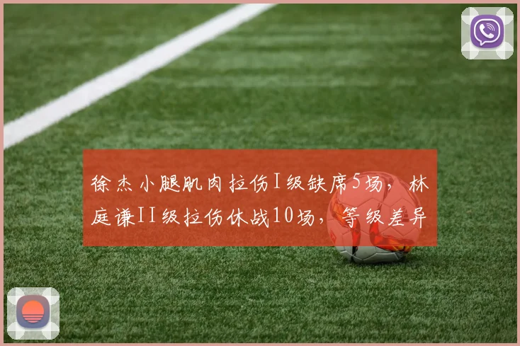 徐杰小腿肌肉拉伤I级缺席5场，林庭谦II级拉伤休战10场，等级差异明显